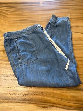 Lou & Grey Blue Denim Joggers with Drawstring XL
